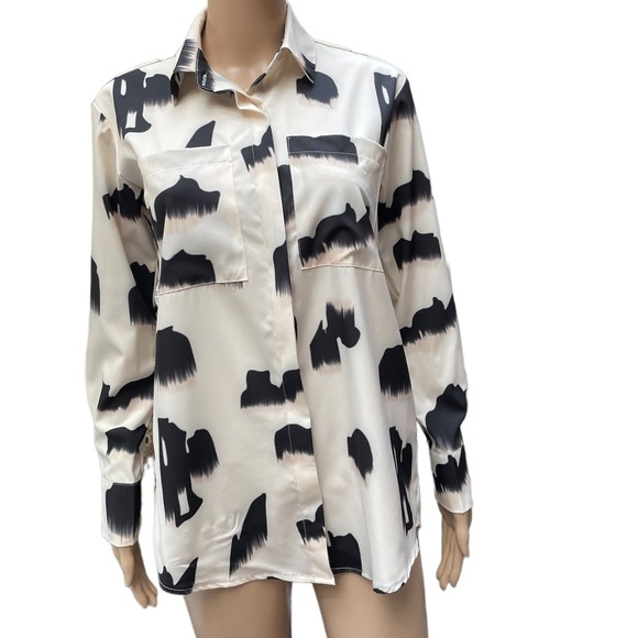 Shein Cream ling sleeve lightweight button down blouse size XS - Picture 1 of 12